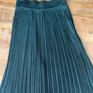 Deby Debo Winter Green Sparkle Knit Pleated Skirt
